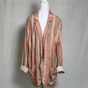 Free People Pink and Black Striped Jacket